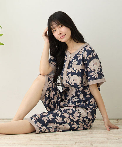 レディース パジャマ 半袖 半ズボン 綿 コットン 夏 M L XL 夏用 [ 綿100%ダブルガーゼ ] f00314