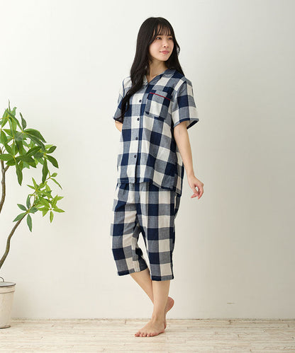 レディース パジャマ 半袖 半ズボン 綿 コットン 夏 M L XL 夏用 [ 綿100%ダブルガーゼ ] f00314