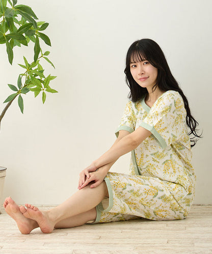 レディース パジャマ 半袖 半ズボン 綿 コットン 夏 M L XL 夏用 [ 綿100%ダブルガーゼ ] f00314