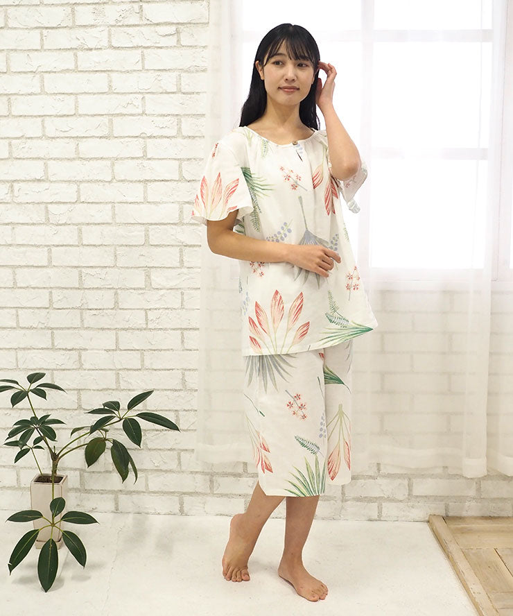 レディース パジャマ 半袖 半ズボン 綿 コットン 夏 M L XL 夏用 [ 綿100%ダブルガーゼ ] f00314