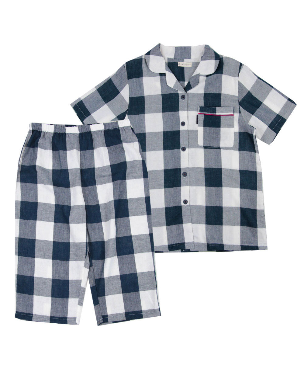 レディース パジャマ 半袖 半ズボン 綿 コットン 夏 M L XL 夏用 [ 綿100%ダブルガーゼ ] f00314