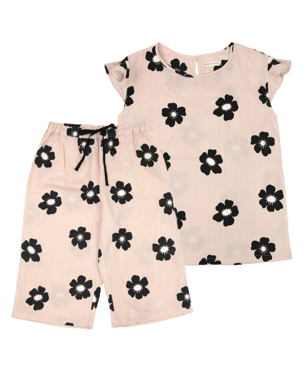 レディース パジャマ 半袖 半ズボン 綿 コットン 夏 M L XL 夏用 [ 綿100%ダブルガーゼ ] f00314