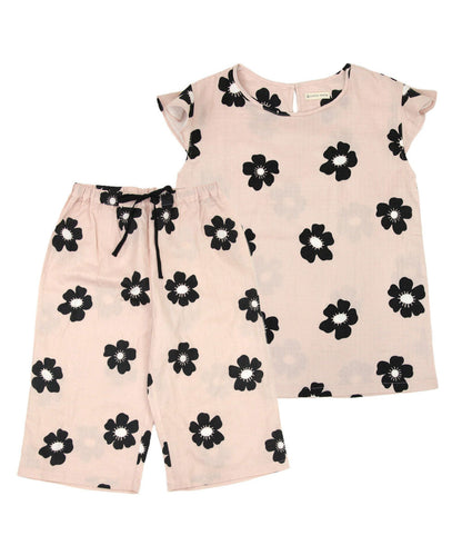 レディース パジャマ 半袖 半ズボン 綿 コットン 夏 M L XL 夏用 [ 綿100%ダブルガーゼ ] f00314