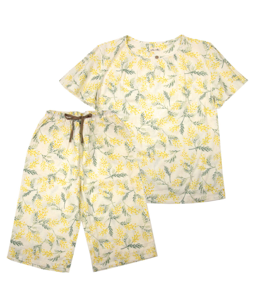 レディース パジャマ 半袖 半ズボン 綿 コットン 夏 M L XL 夏用 [ 綿100%ダブルガーゼ ] f00314