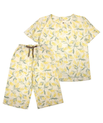 レディース パジャマ 半袖 半ズボン 綿 コットン 夏 M L XL 夏用 [ 綿100%ダブルガーゼ ] f00314