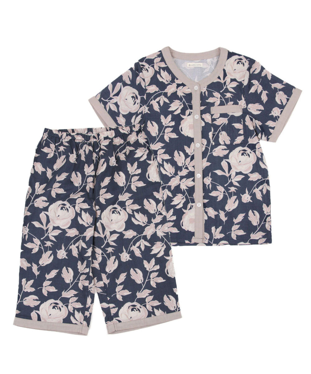 レディース パジャマ 半袖 半ズボン 綿 コットン 夏 M L XL 夏用 [ 綿100%ダブルガーゼ ] f00314