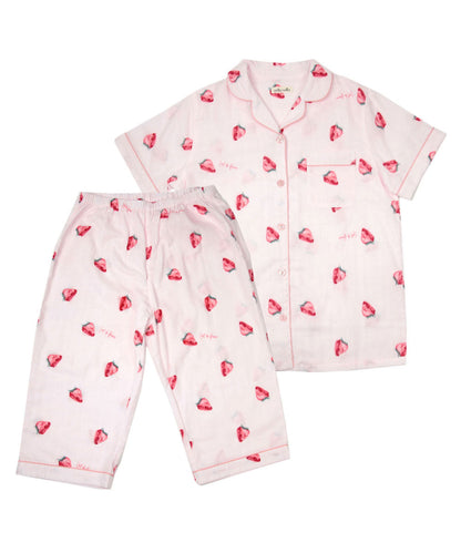 レディース パジャマ 半袖 半ズボン 綿 コットン 夏 M L XL 夏用 [ 綿100%ダブルガーゼ ] f00314