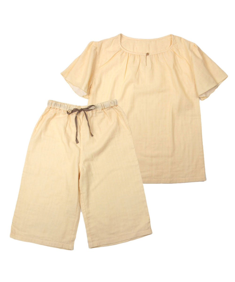 レディース パジャマ 半袖 半ズボン 綿 コットン 夏 M L XL 夏用 [ 綿100%ダブルガーゼ ] f00314