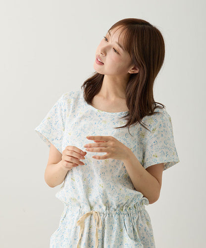 パジャマ レディース ネグリジェ ワンピース 半袖 夏 綿 夏用綿100% ダブルガーゼ コットン ワンピ  f00365