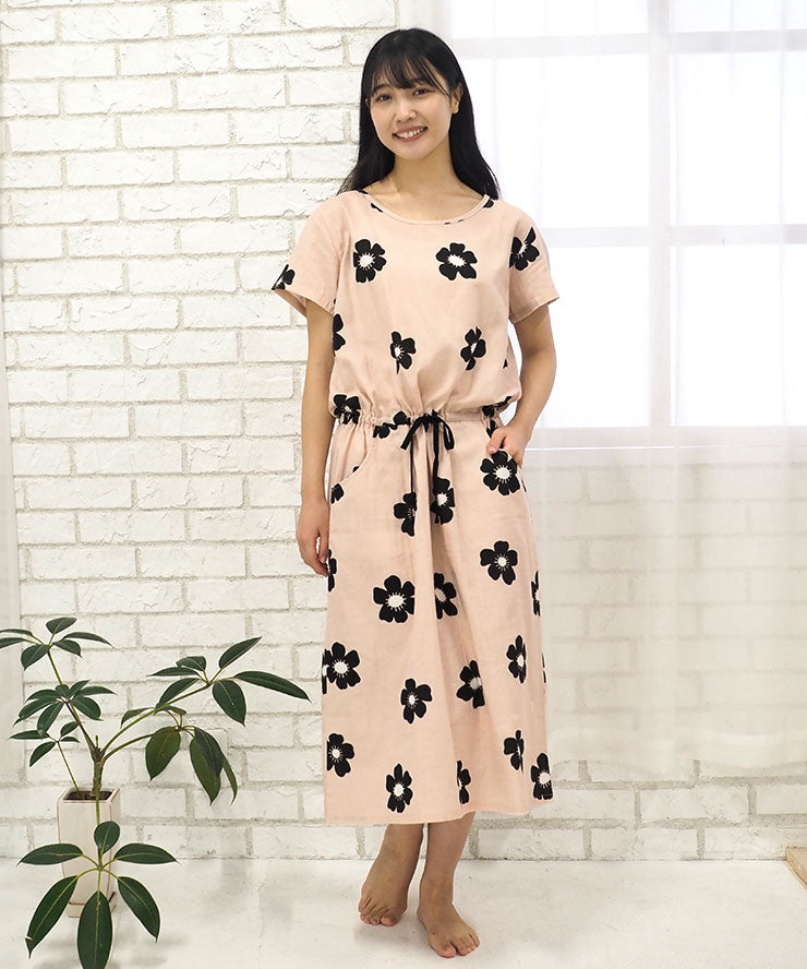 パジャマ レディース ネグリジェ ワンピース 半袖 夏 綿 夏用綿100% ダブルガーゼ コットン ワンピ  f00365
