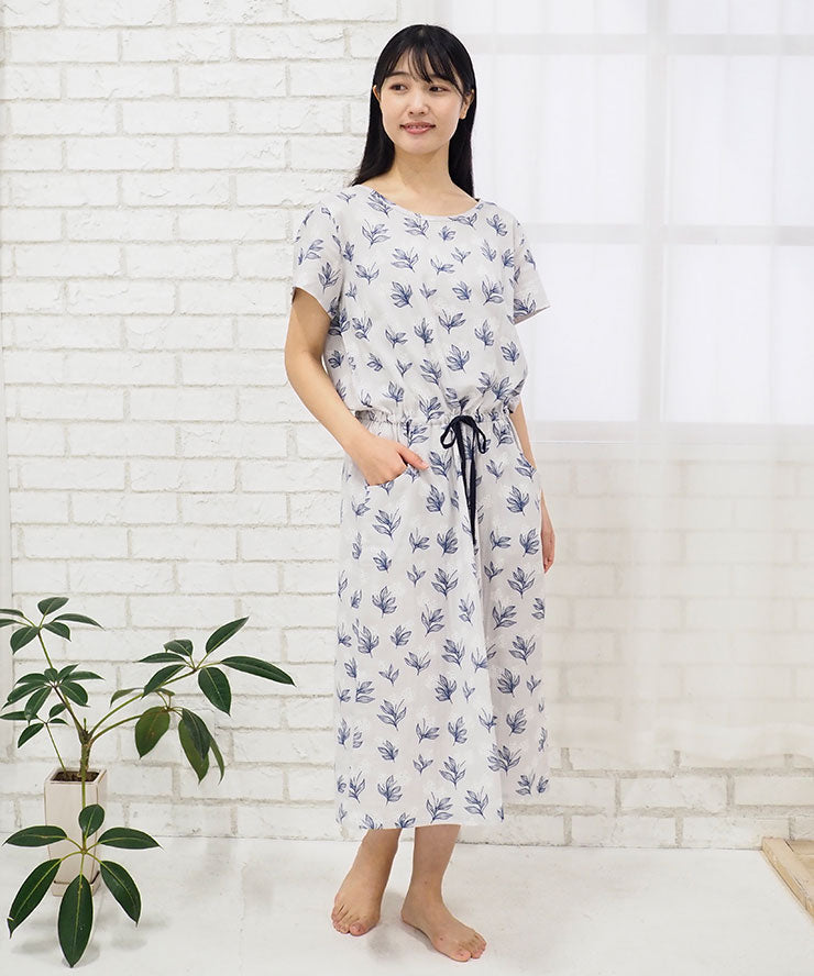 パジャマ レディース ネグリジェ ワンピース 半袖 夏 綿 夏用綿100% ダブルガーゼ コットン ワンピ  f00365