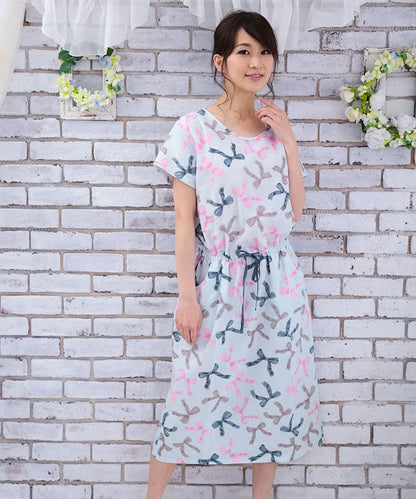 パジャマ レディース ネグリジェ ワンピース 半袖 夏 綿 夏用綿100% ダブルガーゼ コットン ワンピ  f00365