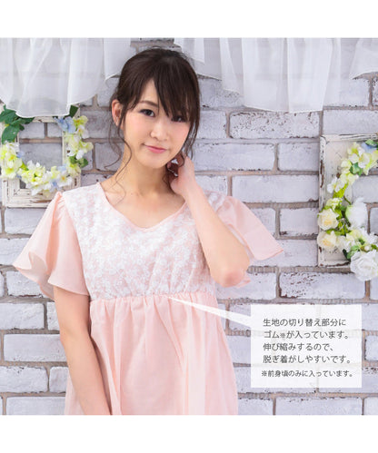 レディース パジャマ ネグリジェ 半袖  綿 コットン 夏  [綿100%ダブルガーゼ] f00368