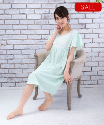 レディース パジャマ ネグリジェ 半袖  綿 コットン 夏  [綿100%ダブルガーゼ] f00368