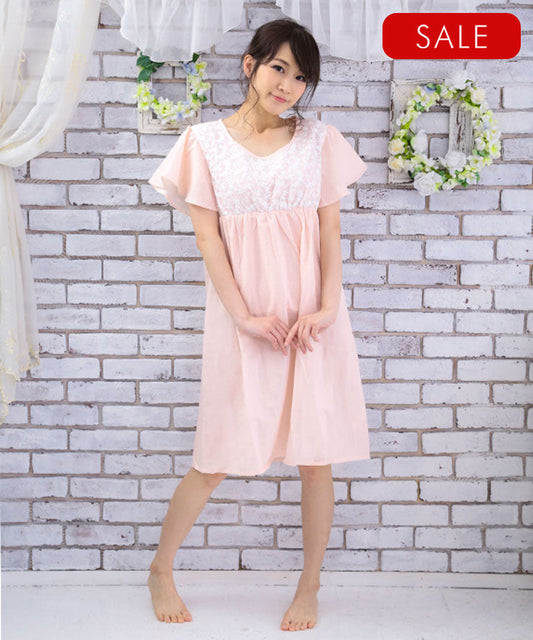 レディース パジャマ ネグリジェ 半袖  綿 コットン 夏  [綿100%ダブルガーゼ] f00368