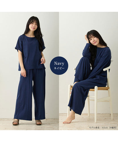 レディース ワンマイルウェア ルームウェア 綿 コットン 長袖 半袖 [綿100%スムースコットン] f00466