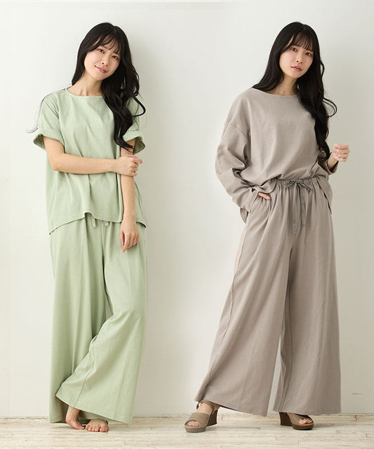 レディース ワンマイルウェア ルームウェア 綿 コットン 長袖 半袖 [綿100%スムースコットン] f00466