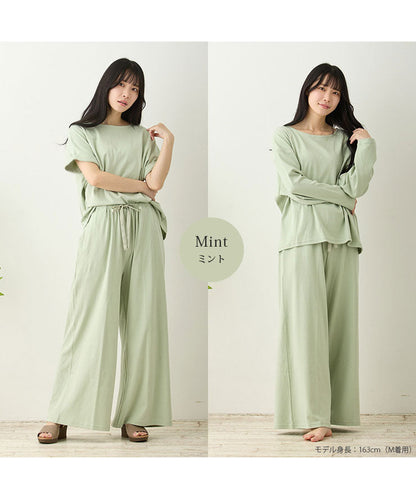 レディース ワンマイルウェア ルームウェア 綿 コットン 長袖 半袖 [綿100%スムースコットン] f00466