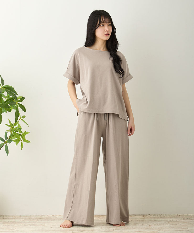 レディース ワンマイルウェア ルームウェア 綿 コットン 長袖 半袖 [綿100%スムースコットン] f00466