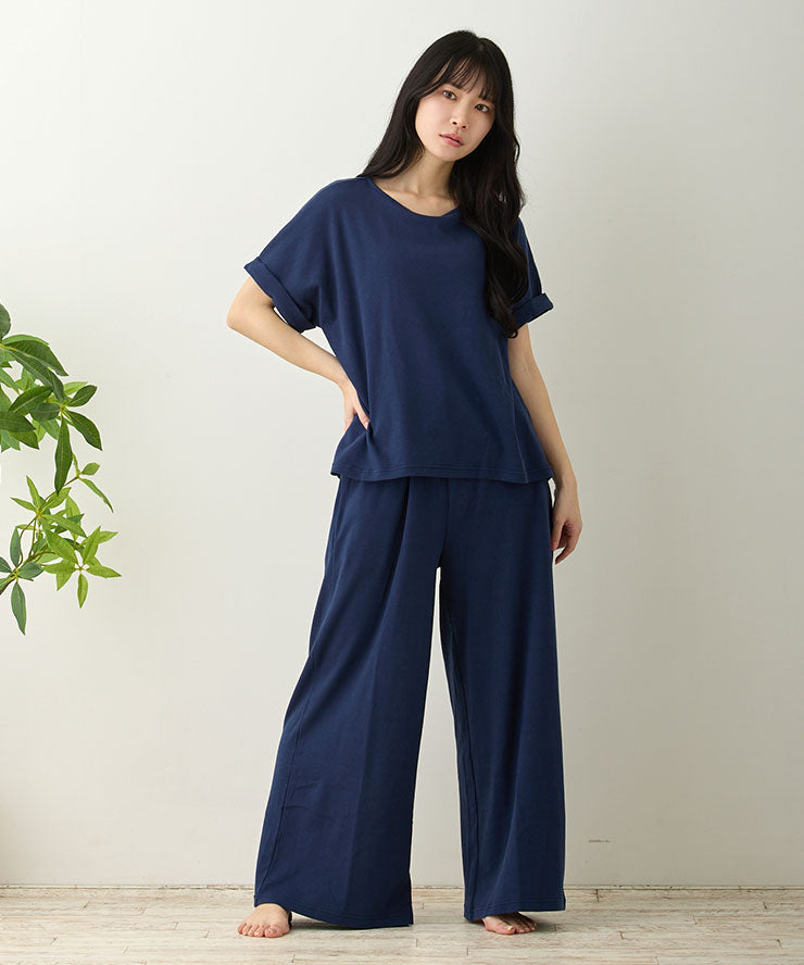 レディース ワンマイルウェア ルームウェア 綿 コットン 長袖 半袖 [綿100%スムースコットン] f00466